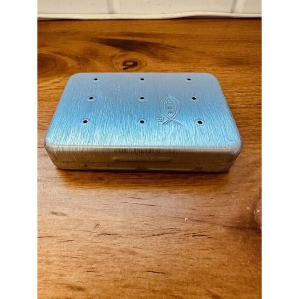 Perrine #66 Aluminum Sterling Quality Tackle Fly Box W/Over 50 Flies Pocket Size